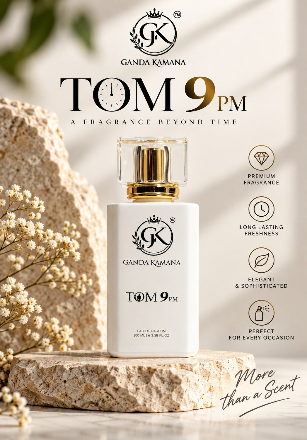 GANDA KAMANA TOM 9 PM Eau De Parfum for Men 100ML | Long Lasting Premium Fragrance