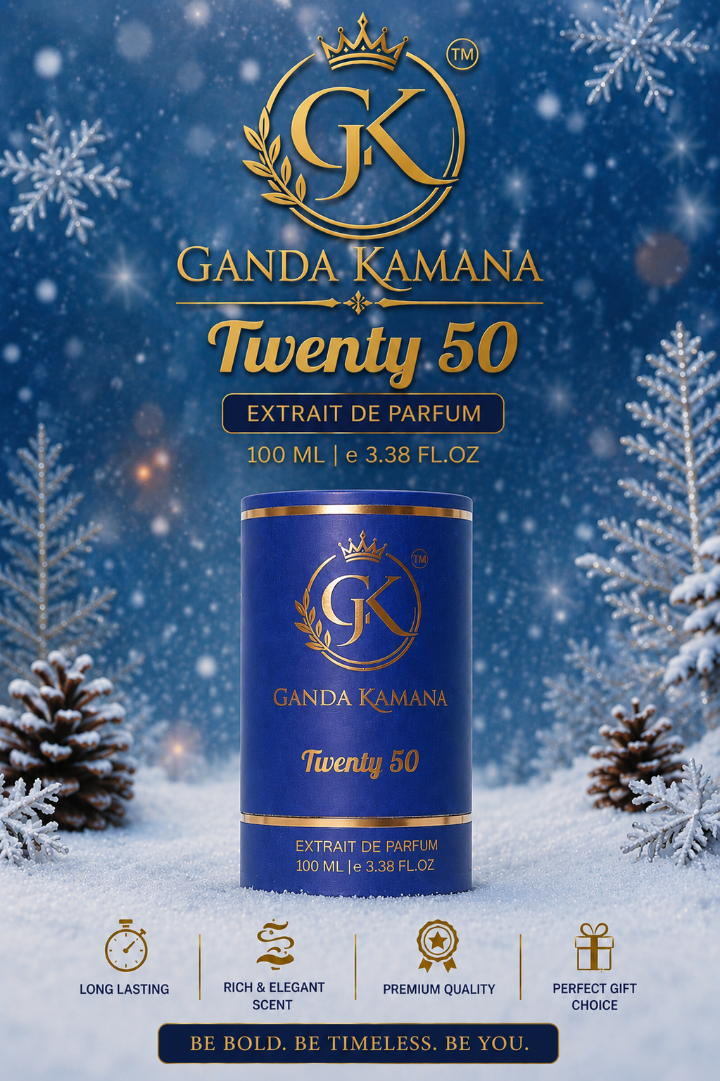Ganda Kamana Twenty 50 Extrait De Parfum | Grapefruit, Bergamot, Cardamom Woody Fragrance 100ml