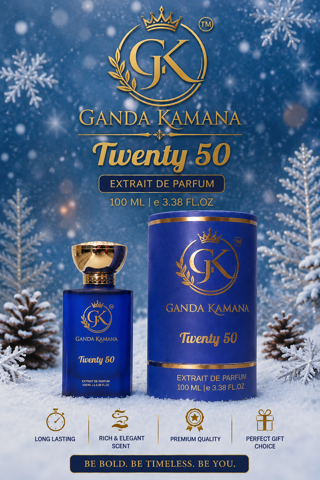 Ganda Kamana Twenty 50 Extrait De Parfum | Grapefruit, Bergamot, Cardamom Woody Fragrance 100ml