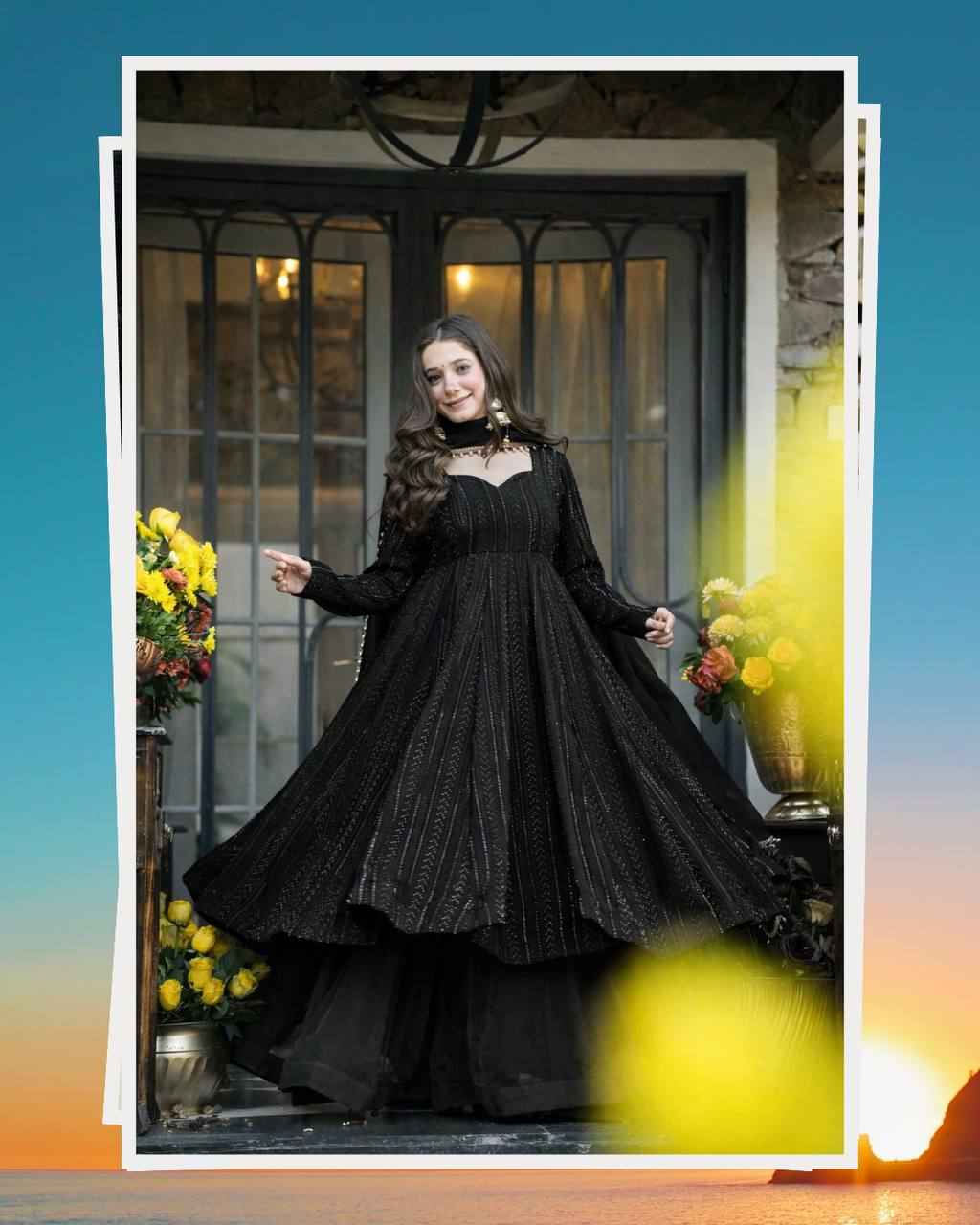Midnight Elegance Black Anarkali Suit Set