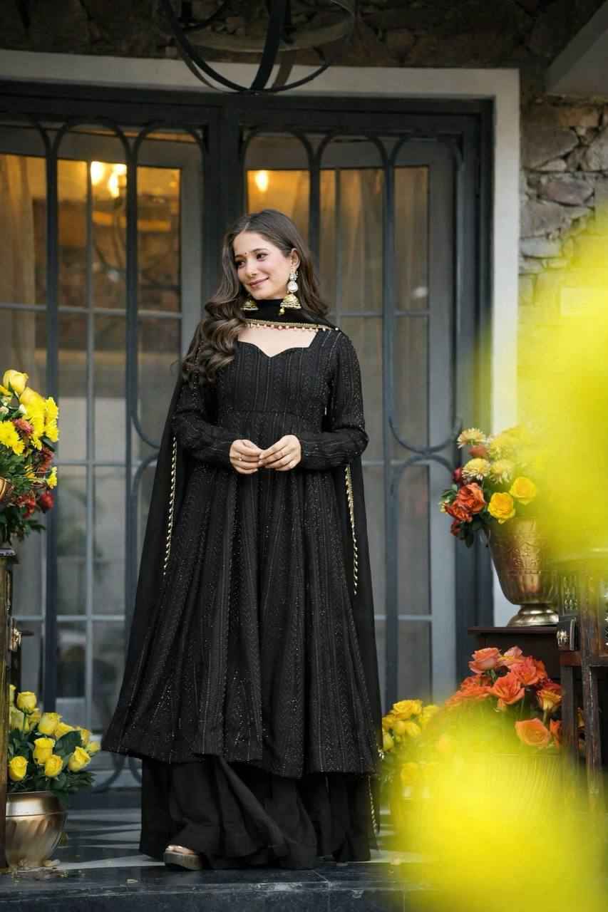 Midnight Elegance Black Anarkali Suit Set