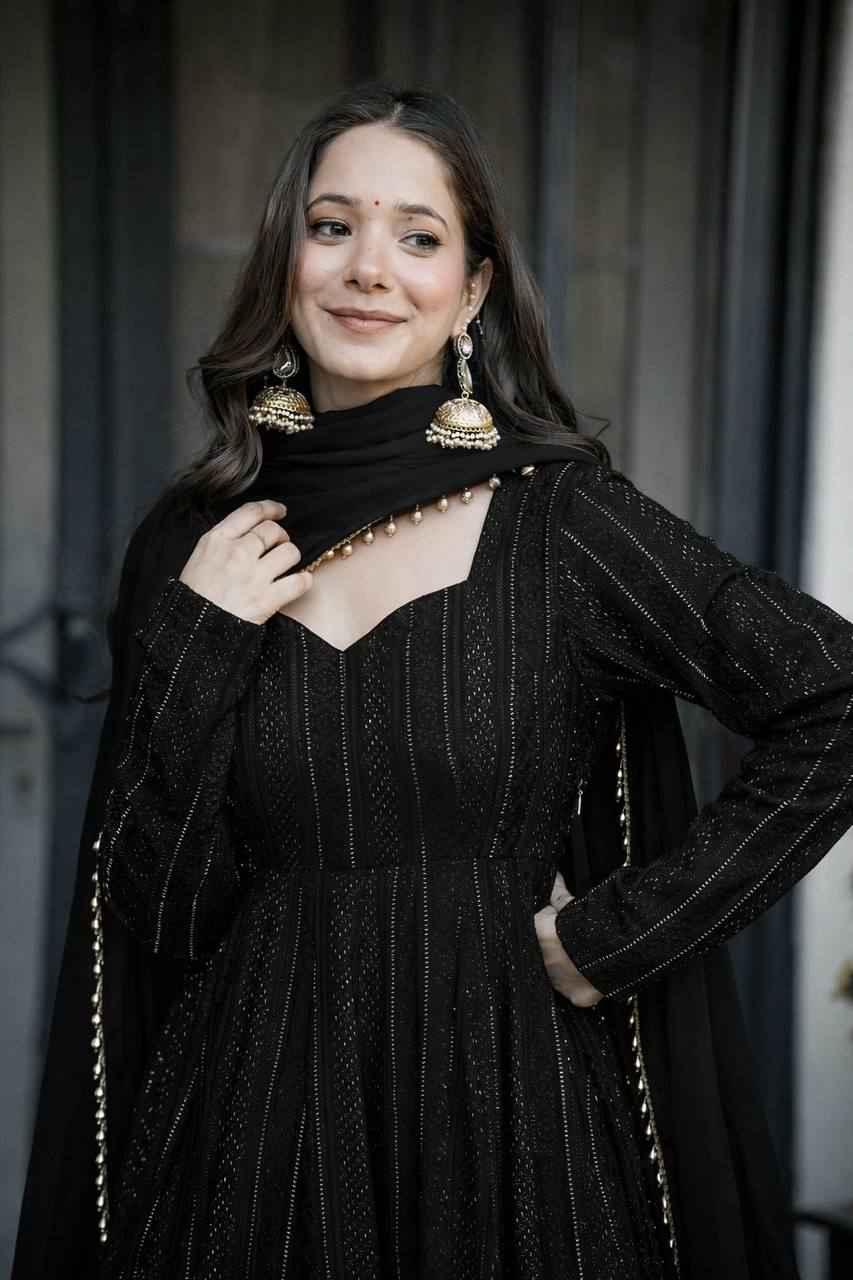 Midnight Elegance Black Anarkali Suit Set