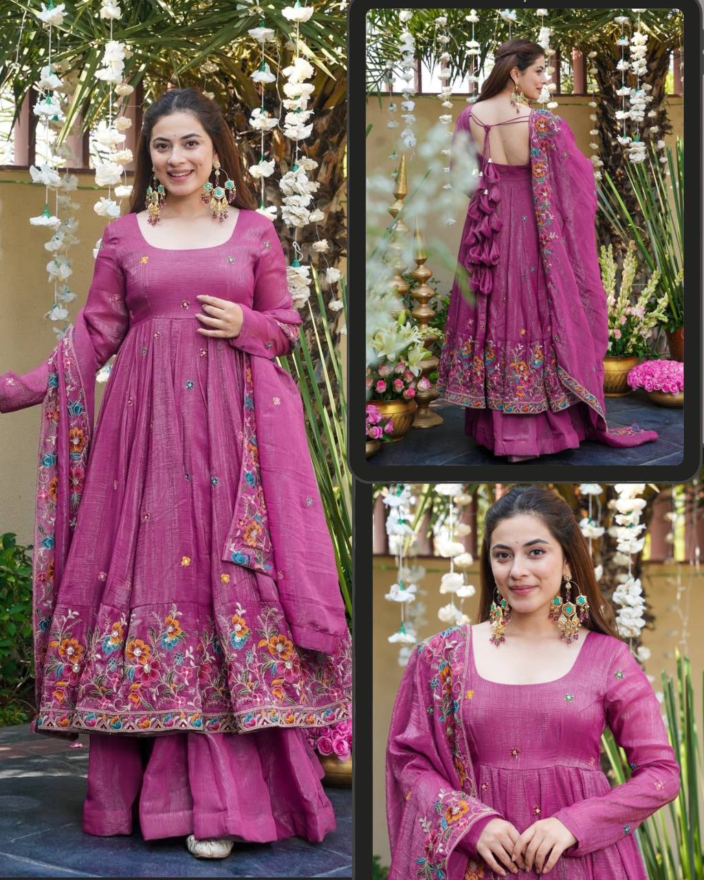 Floral Embroidered Anarkali Set