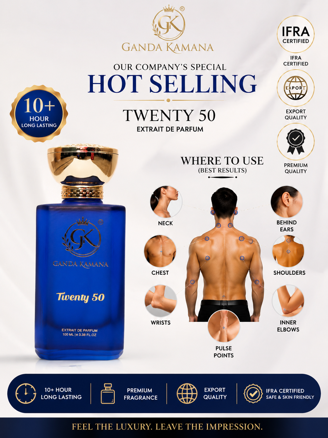 Ganda Kamana Twenty 50 Extrait De Parfum | Grapefruit, Bergamot, Cardamom Woody Fragrance 100ml