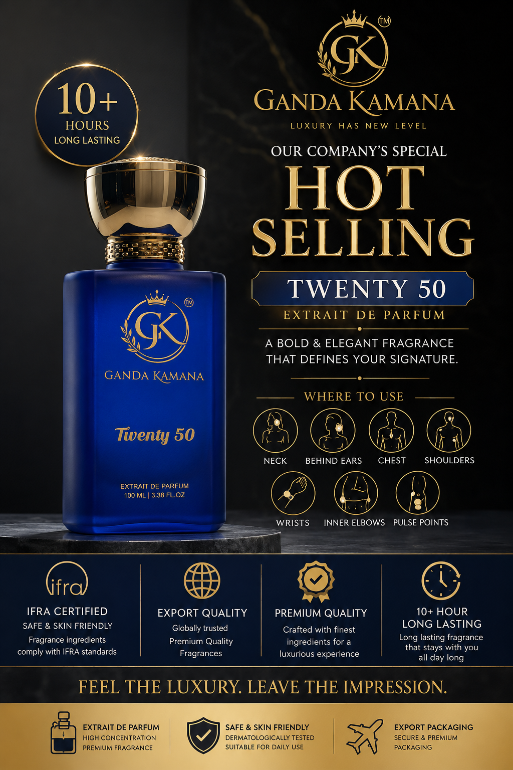 Ganda Kamana Twenty 50 Extrait De Parfum | Grapefruit, Bergamot, Cardamom Woody Fragrance 100ml