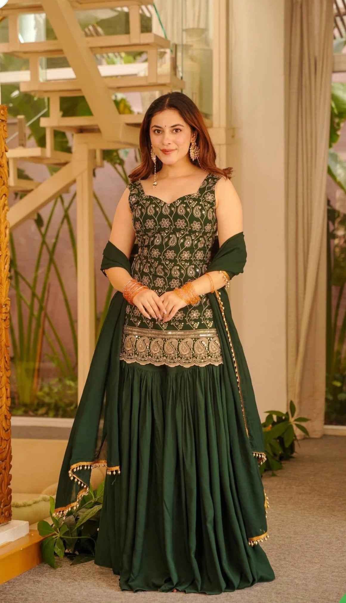 Premium Embroidered Sharara Suit Set