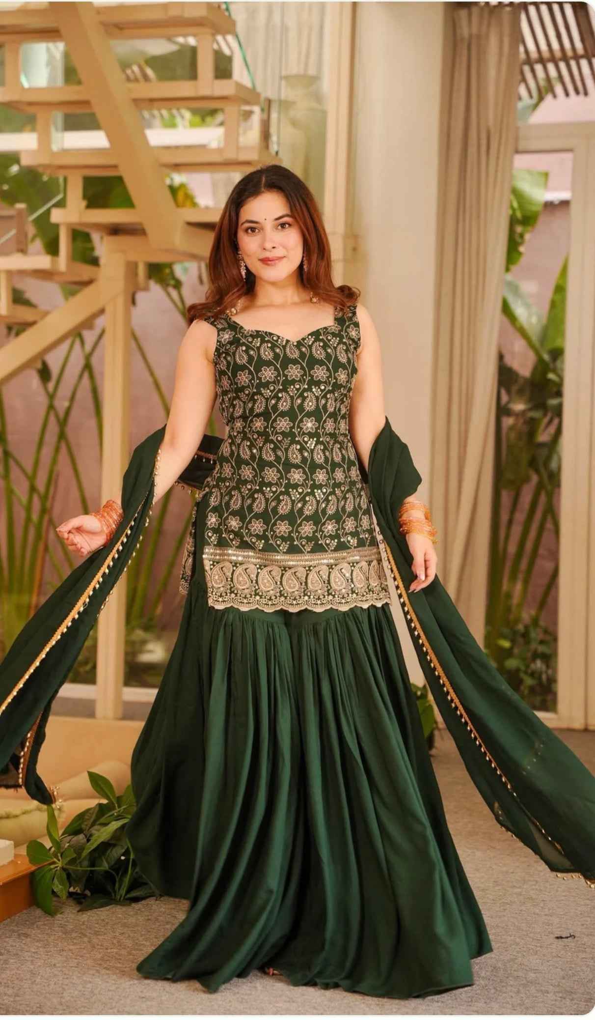 Premium Embroidered Sharara Suit Set