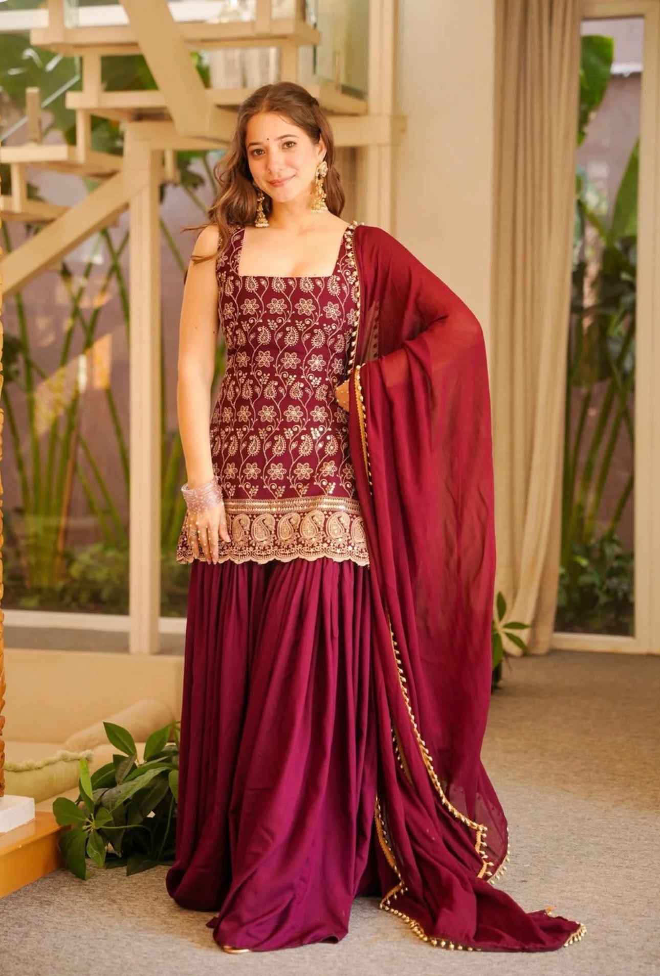 Premium Embroidered Sharara Suit Set