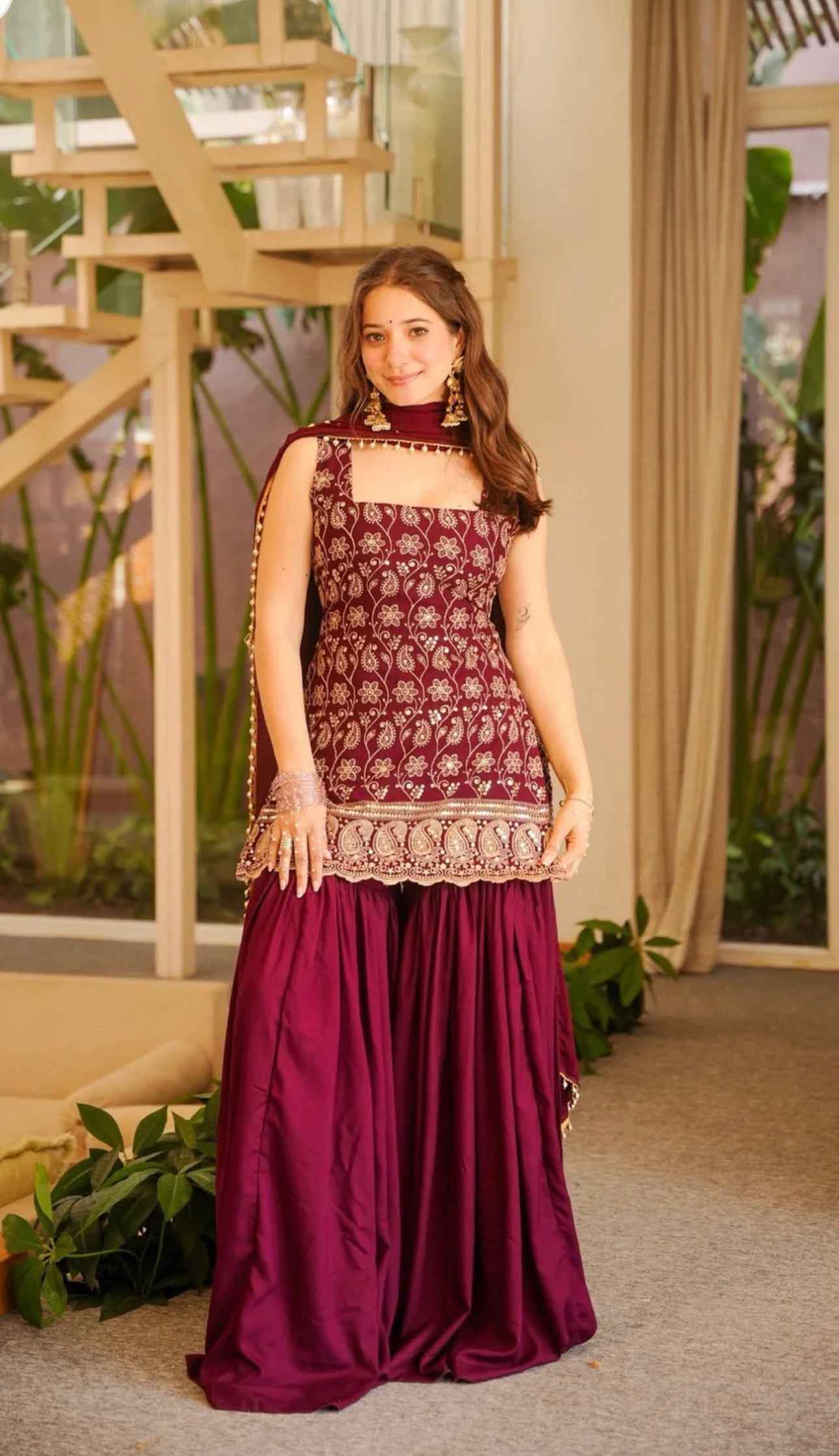 Premium Embroidered Sharara Suit Set