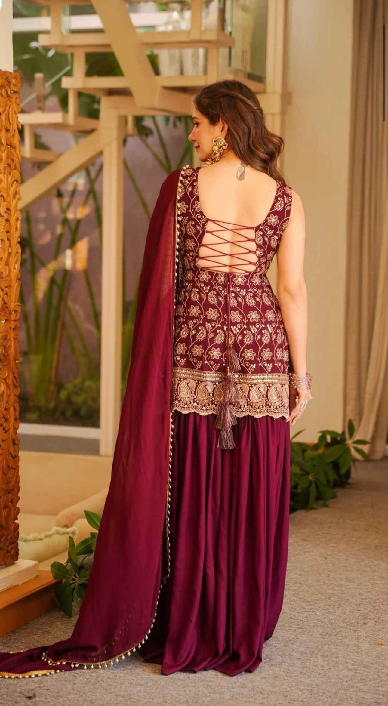 Premium Embroidered Sharara Suit Set