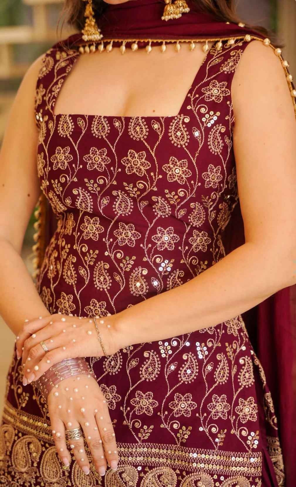Premium Embroidered Sharara Suit Set