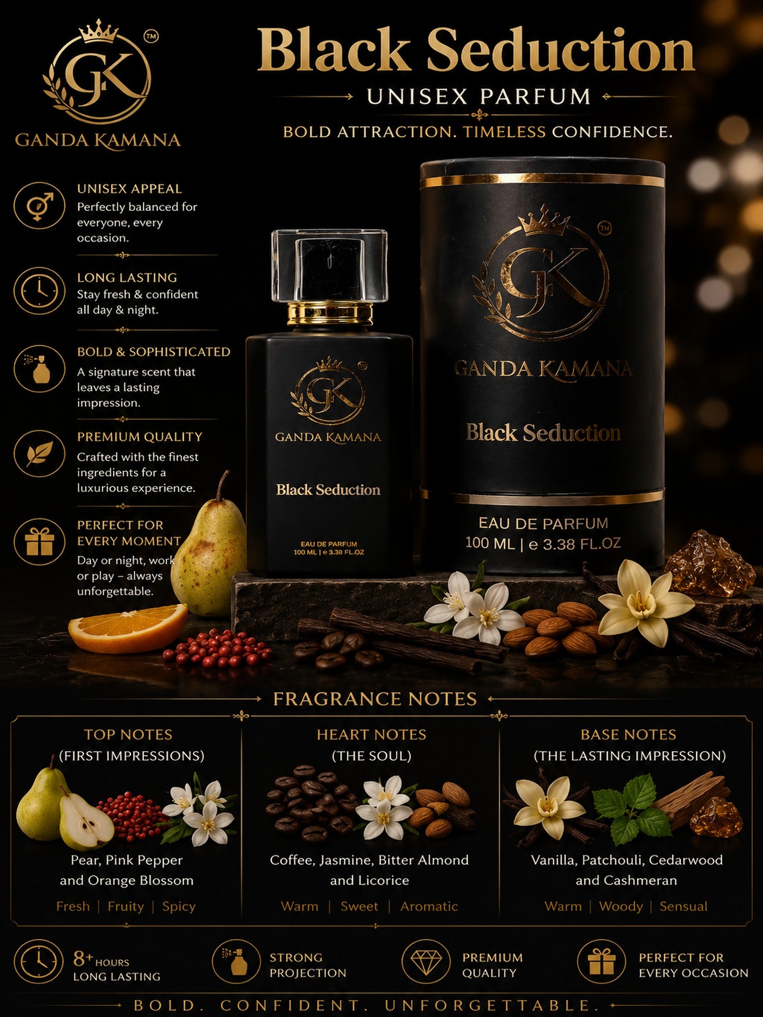 Black Seduction Eau De Parfum – Unisex Perfume 100ml