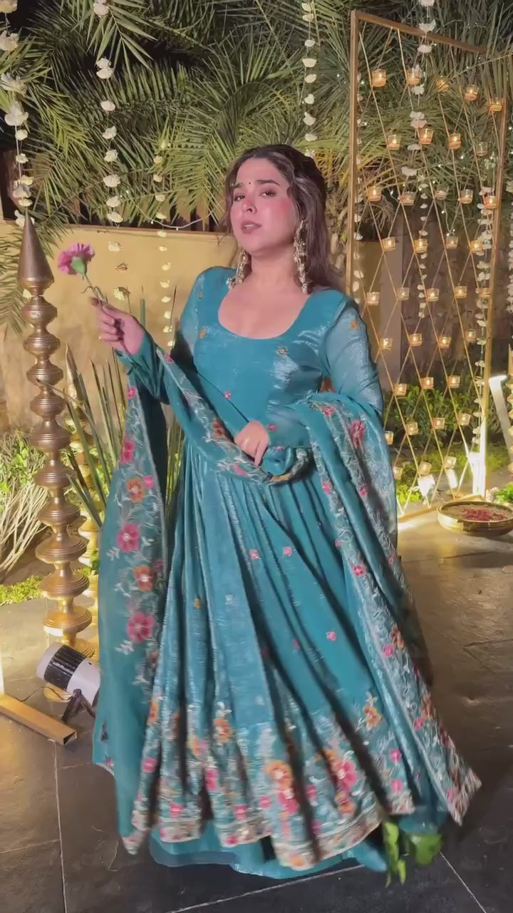 Floral Embroidered Anarkali Set