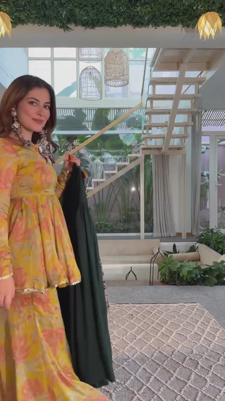 Premium Embroidered Sharara Suit Set